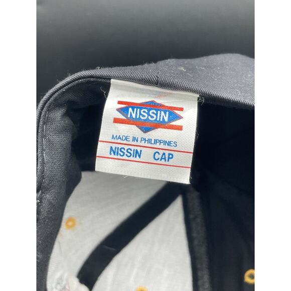 Vtg Plaid Hat Trucker Snapback Cap Nissin Tractor Pull Yellow Embroidered - Picture 7 of 7